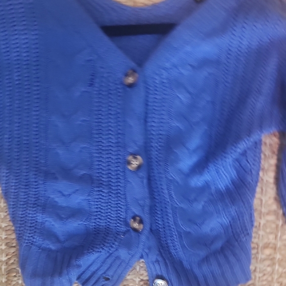 Blue Cable Knit Women's Sweater - Picture 3 of 4